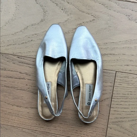 Etienne Aigner Silver Slingback Mules 7 - Picture 3 of 6